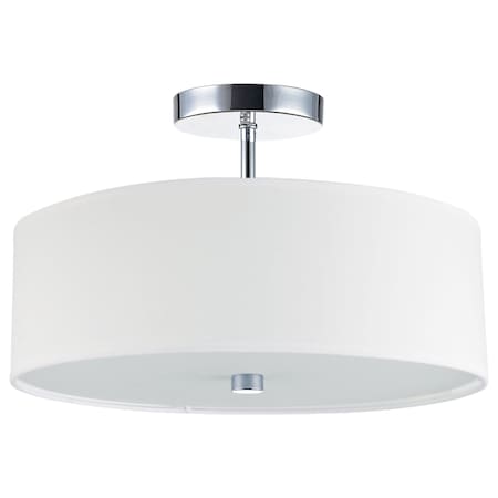 Dainolite 3Lt Incandescent Semi-Flush Pc W/ White Shade 571-143SF-PC-WH